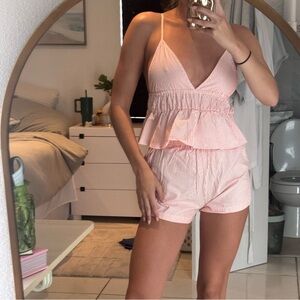 Orange Striped Women's Two Piece Set